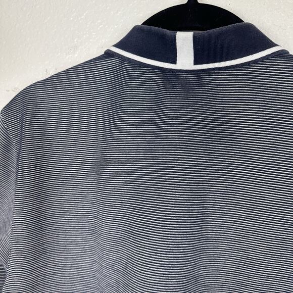 Ted Baker Polo Shirt Mens Small 2 Taigaa Striped Navy Blue Golf Preppy Classic - Picture 8 of 14